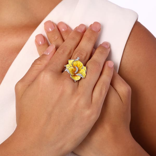 Heaven Collection Yellow Floral Motif Stone Ring