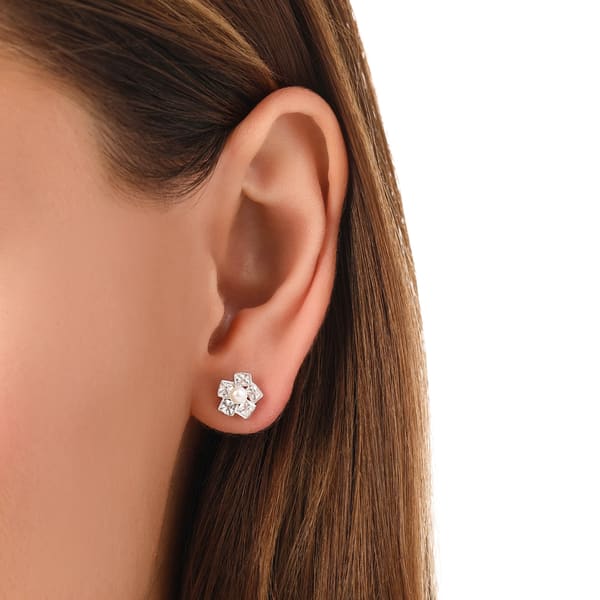 Серьги Gift Collection с жемчугом и геометрическим цветком