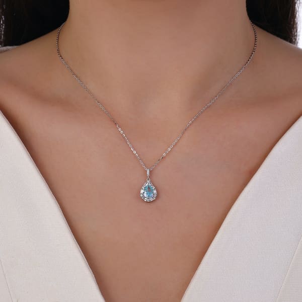 Gift Koleksiyonu Mavi Damla Taşlı Kolye