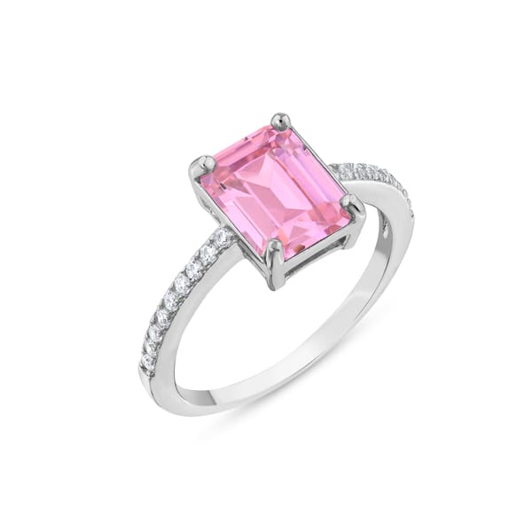 Baget Koleksiyonu Pembe Baget Kesim Zirkon Taşlı Gümüş Yüzük