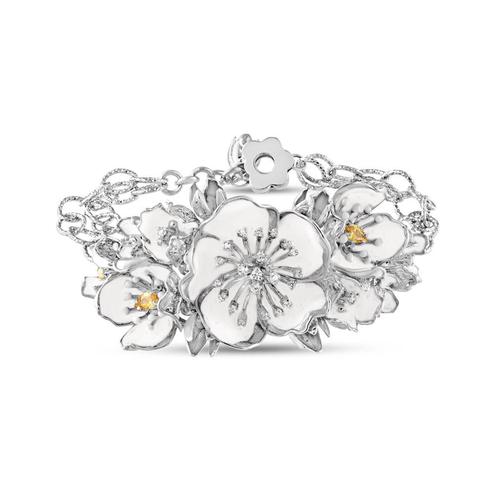 White Dreams Model-17 Tomurcuklu Çiçek Tasarımlı Gümüş Bileklik
