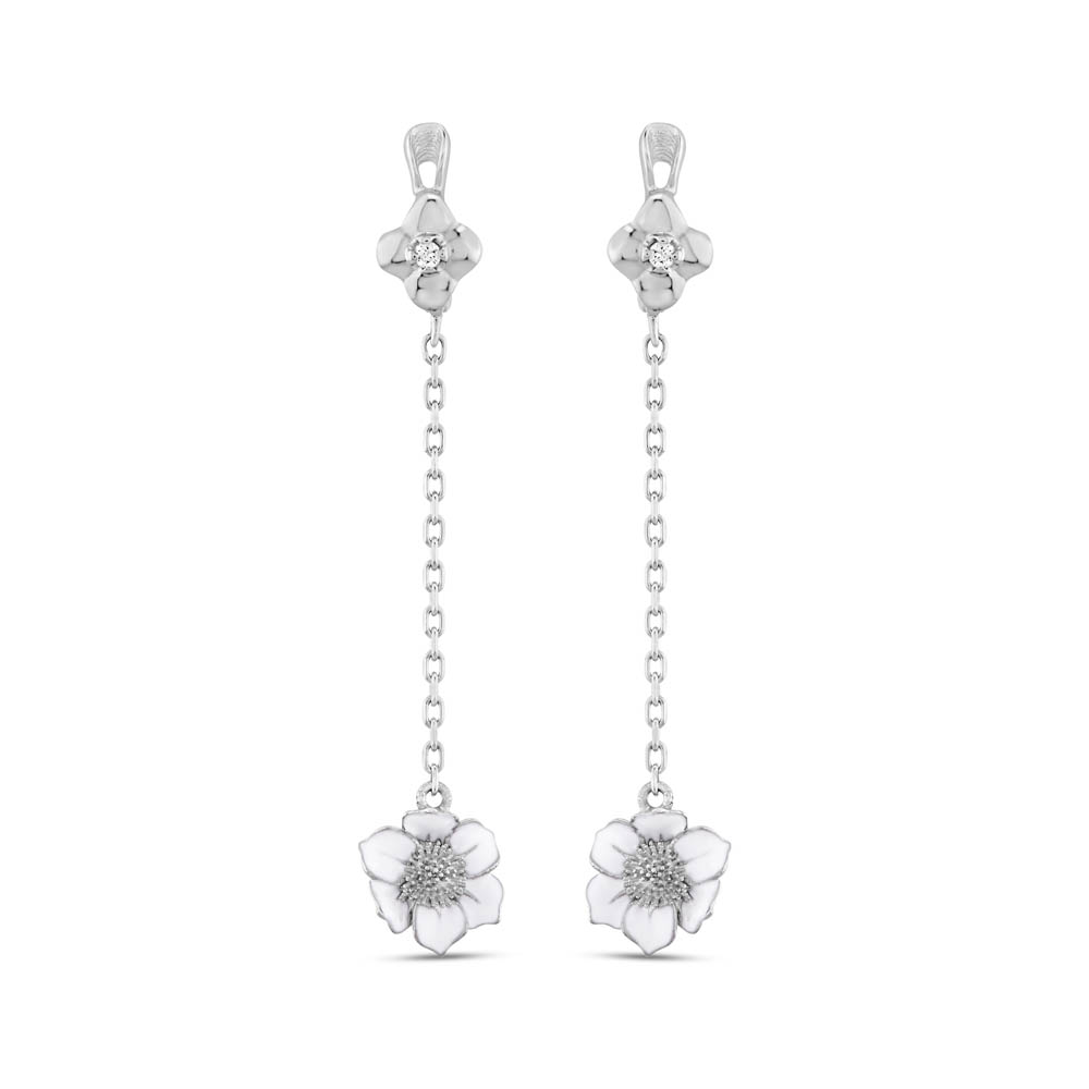 White Dreams Model-9 Çiçek Tasarımlı Zincir Sallantılı Gümüş Kolye