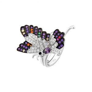 Dream Jungle Mor Kelebek Tasarımlı Gümüş Yüzük